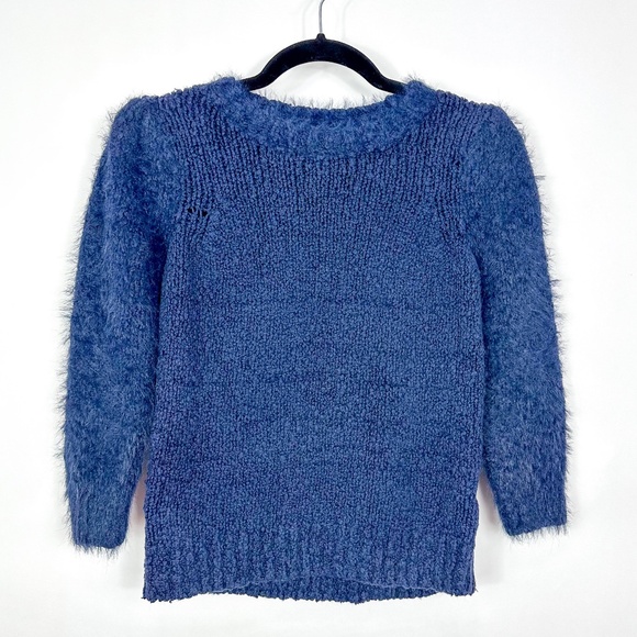 Anthropologie Sweaters - Anthropologie Navy Crew Neck Fuzzy Sweater